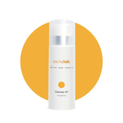 Bottle of The Acne Lab Cleanser 101. It is a creamy cleanser that gently cleanses skin is acne safe and free of pore cloggers