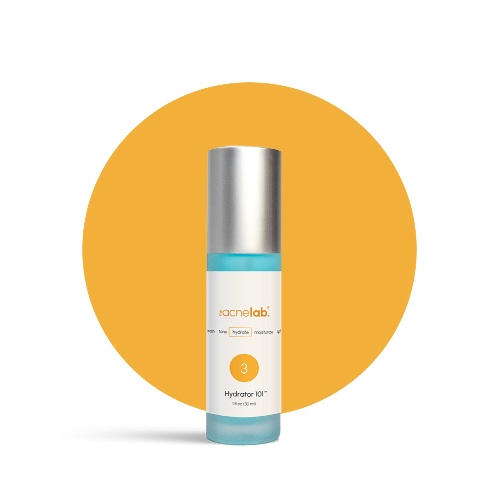 Bottle of The Acne Lab Hydrator 101 serum is deeply hydrating and is acne safe and free of pore cloggers